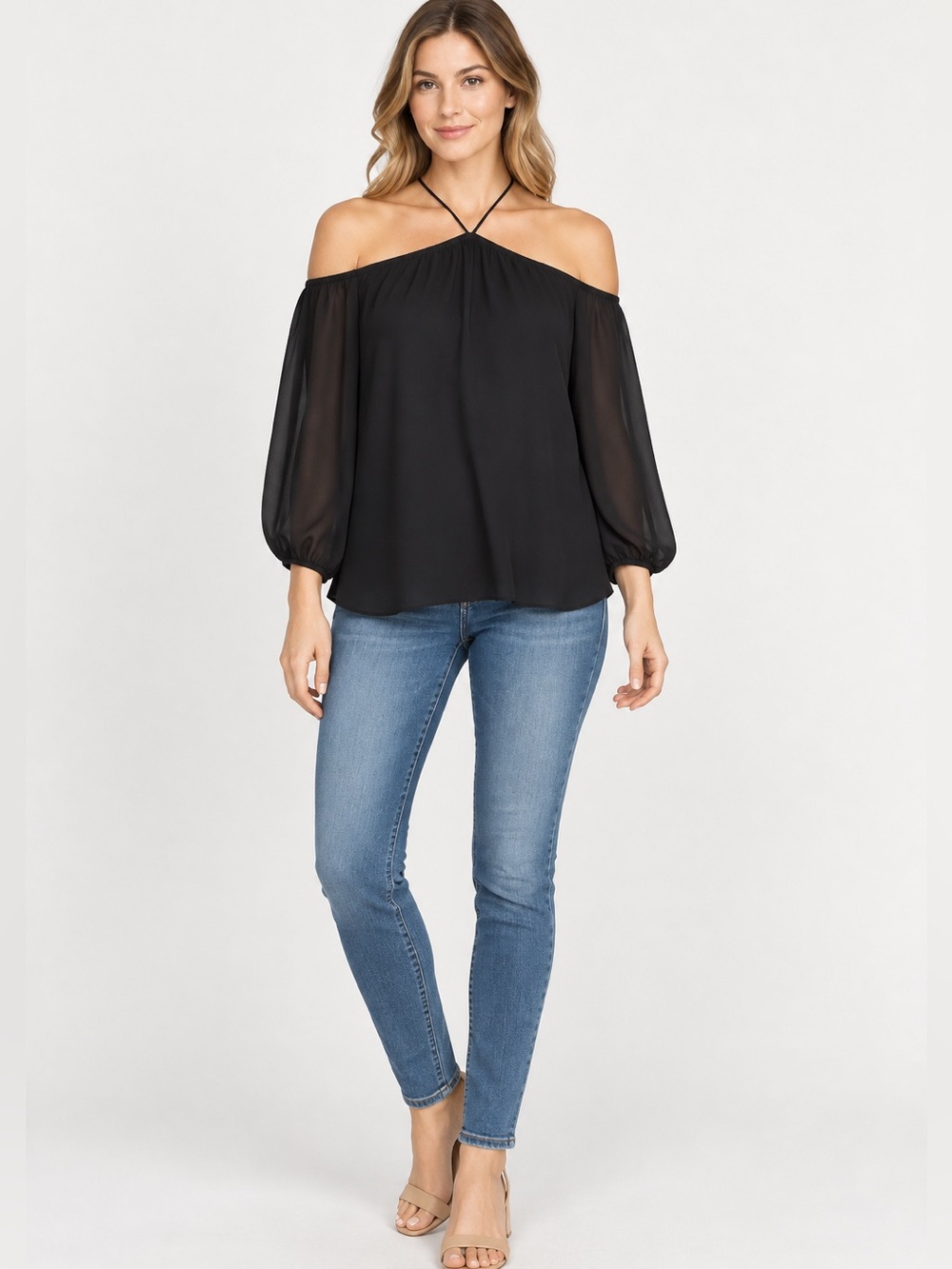 Stylish Cold Shouldered Black Top